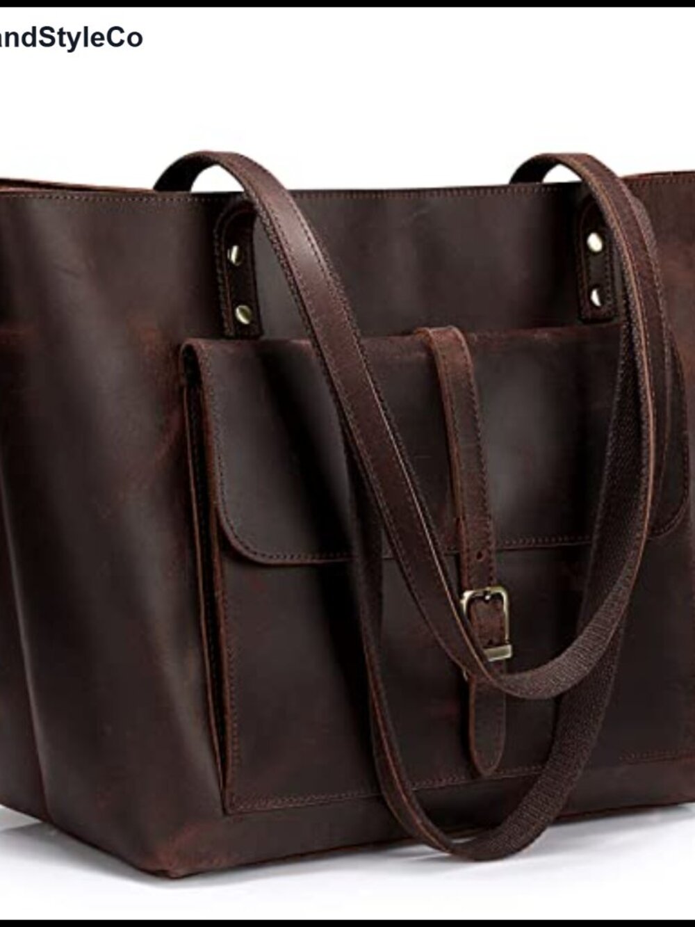 Genuine Leather Tote Bag Large Shoulder Purse Work Laptop Travel